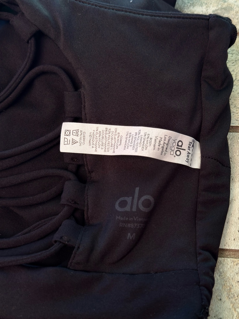 Alo Yoga Black High Neck Lace-Up Back Sports Bra Athleisure Crop Top Size Medium - Picture 8 of 9